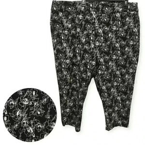 Premise High Rise Pants 3X 3XL Pull On Stretchy Capris Cropped Rose Print NWOT